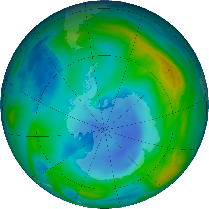 Antarctic ozone map for 13 June 1987